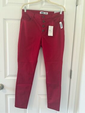 NWT Old Navy Rockstar High Rise Super Skinny Jeans Red Size 10
